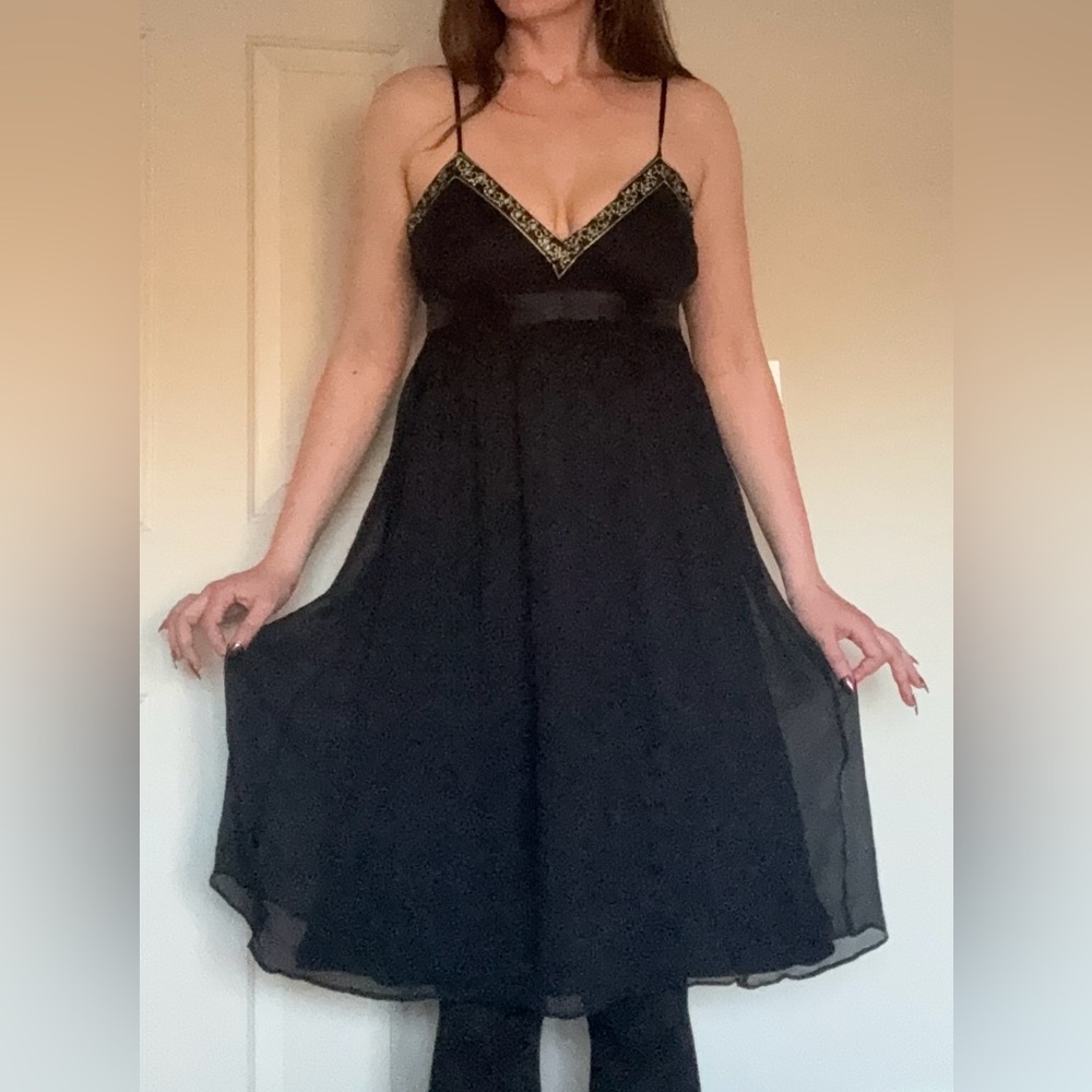 Rare Banana Republic Beaded Black Midi Cocktail Dress - 10 - Picture 10 of 14